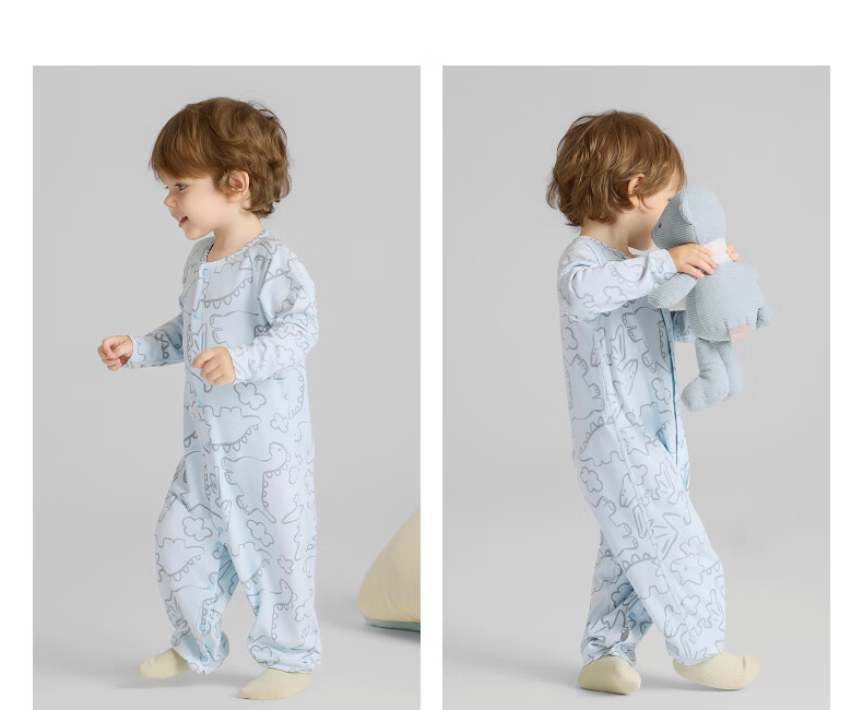 Aimer Baby Milk Leather Infant Long Sleeve Homewear Pajamas Romper Baby Crawling Suit Diagonal Jacquard - Vanilla White 66 23