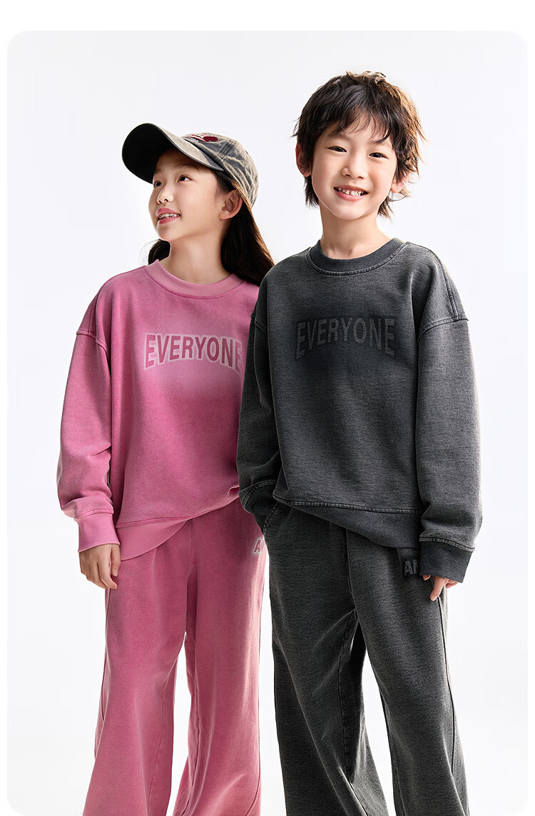Annil Kids Boys Girls Crew Neck Long Sleeve Gradient Sweatshirt 2025 Autumn New Twilight Floral Gray 160cm 2