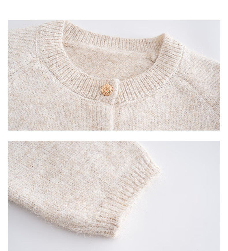 TonLion 2025 Autumn Winter Women's Simple Style Crew Neck Cardigan Jacket 10