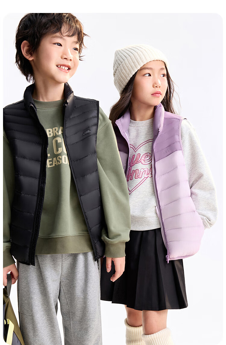 Annil Kids Boys and Girls Short Down Vest 2025 Winter New Hui Ling Purple 110cm 7