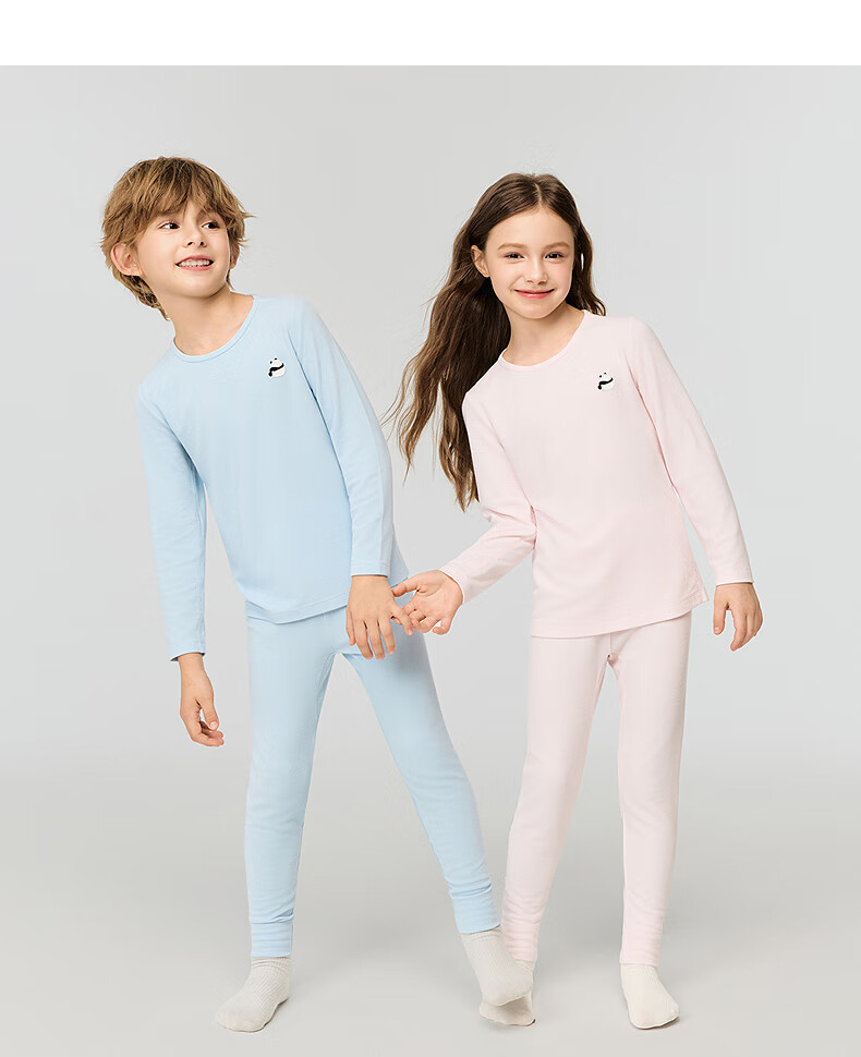AIMER KIDS Mid-Warm Antibacterial Milk Leather Boys Thermal Underwear Pants Sky Blue 160 [-5~5℃] 2