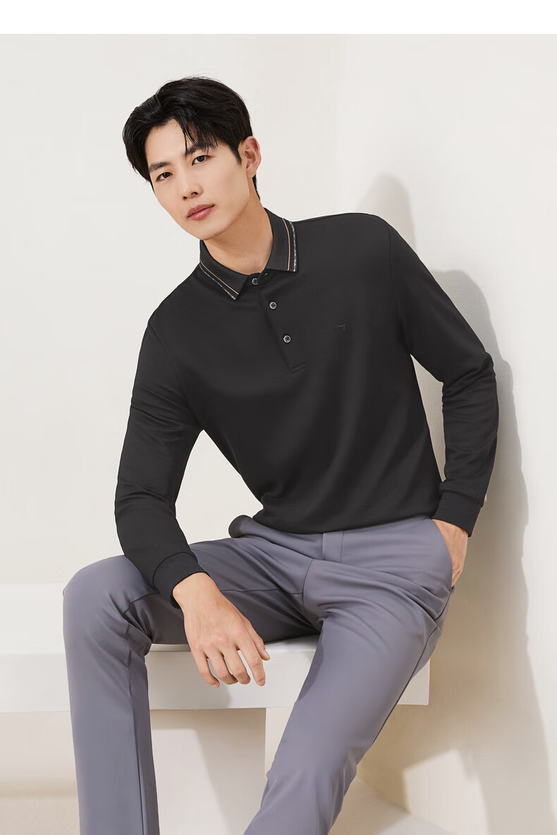 SEVEN Long Sleeve Polo Shirt Men Autumn Winter Warm Fleece Collar 6