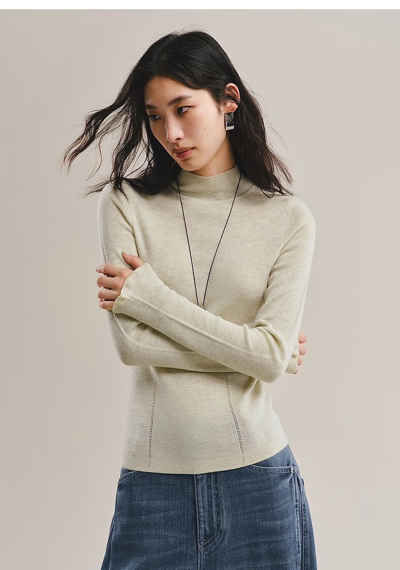 Peacebird Women's Knit Pullover Turtleneck Slim Fit Long Sleeve Base Layer Sweater Winter Beige XL 11
