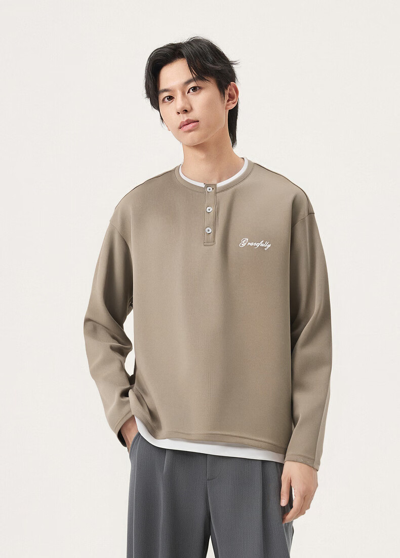 Gxgjeans Men's Layered Letter Embroidered Loose Half-Zip Sweatshirt 25 Autumn New Black 170/M 11