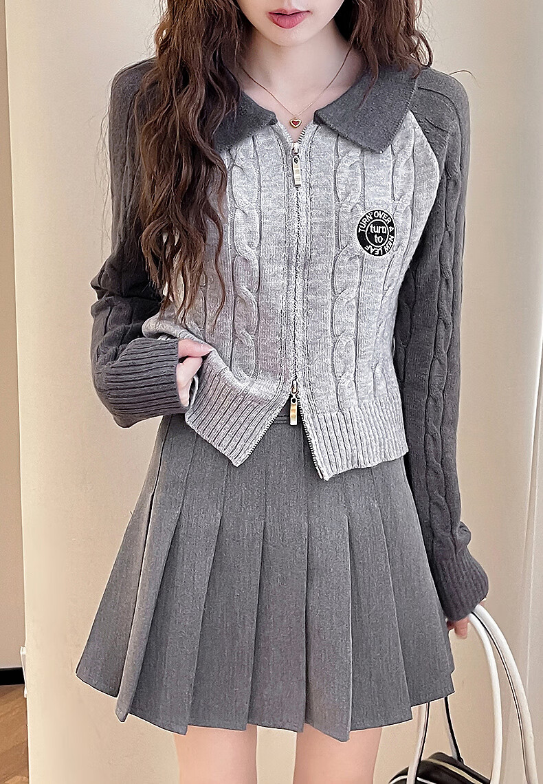 TonLion 2025 Autumn Winter Women's Casual Colorblock Cable Knit Zip Cardigan 2