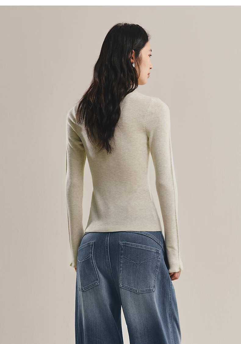 Peacebird Women's Knit Pullover Turtleneck Slim Fit Long Sleeve Base Layer Sweater Winter Beige XL 10