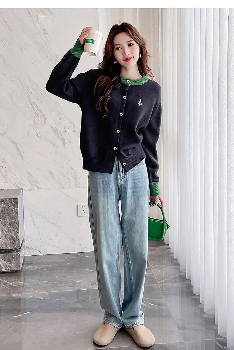 TonLion 2025 Autumn Winter Festive Embroidered Front Crew Neck Women's Cardigan 6