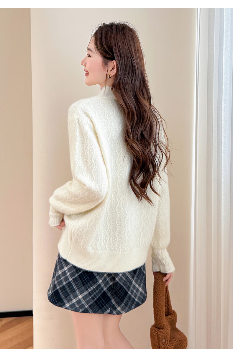 TonLion 2025 Autumn Winter Lady Jacquard Half Turtleneck Pullover Sweater 7