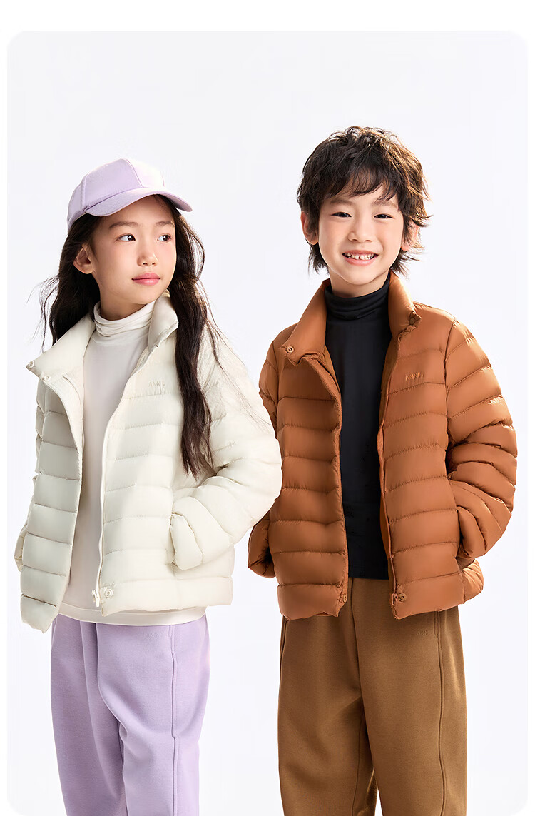 Annil Kids Boys and Girls Short Stand Collar Down Jacket 2025 Winter New Cambridge Blue 120cm 14