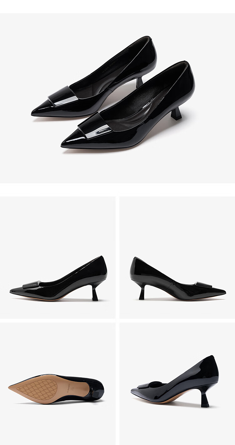 Le Saunda 2026 Spring New Elegant Pointed Toe Commuting Stiletto Pumps for Women 61511 Midnight Black BKP Size 35 8