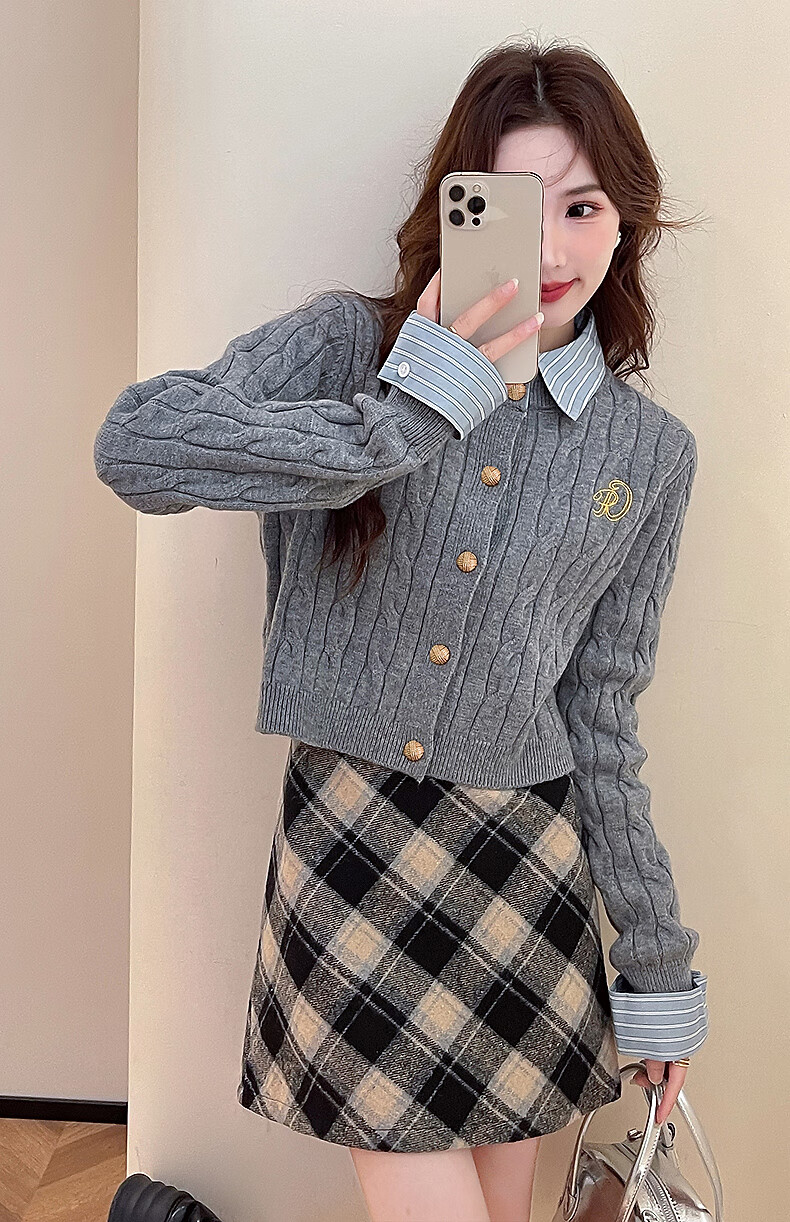 TonLion 2025 Autumn Winter Patchwork Woven Cable Knit Embroidered Women's Cardigan 2