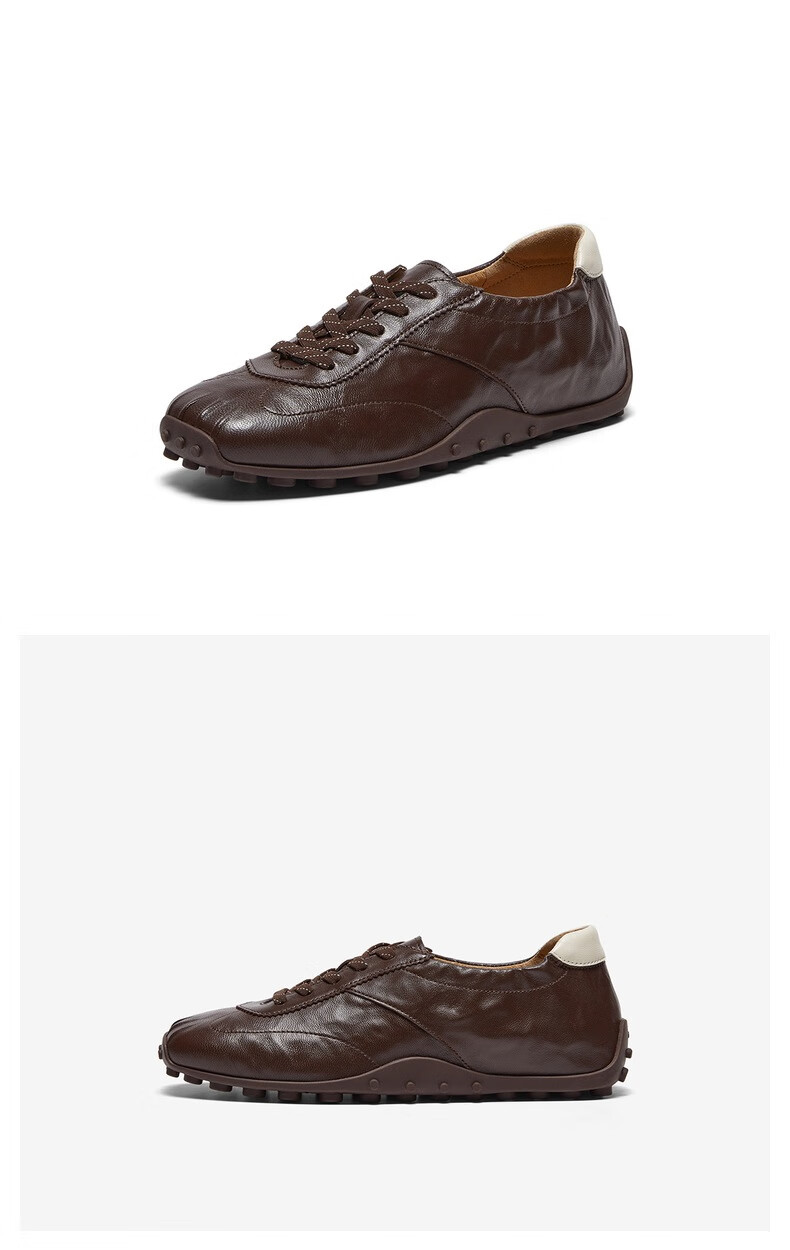 Bata Sheepskin Ballet Training Women's 2026 Spring New Fashion Soft Sole Casual Sports Shoes Brown-39 4