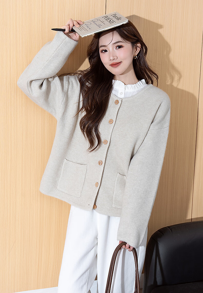 TonLion 2025 Autumn Winter Elegant Simple Knit Cardigan Women Spring Autumn Jacket High-End Youthful Versatile Sweater 2