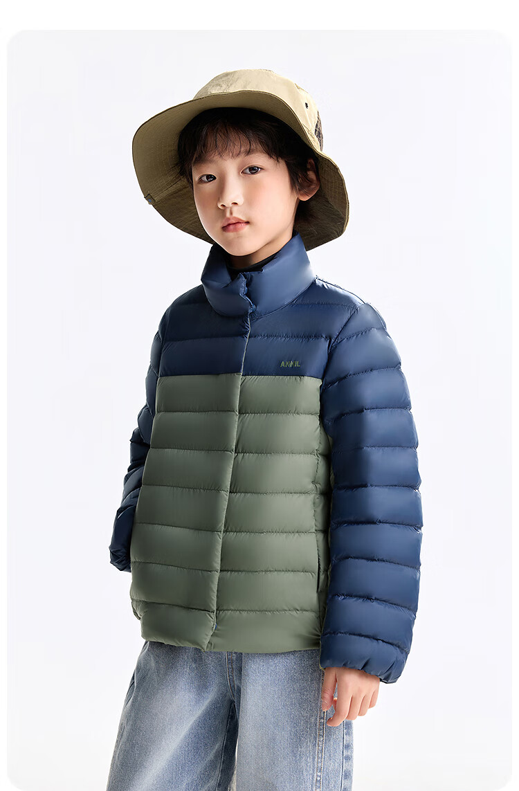 Annil Kids Boys and Girls Short Stand Collar Down Jacket 2025 Winter New Cambridge Blue 120cm 12