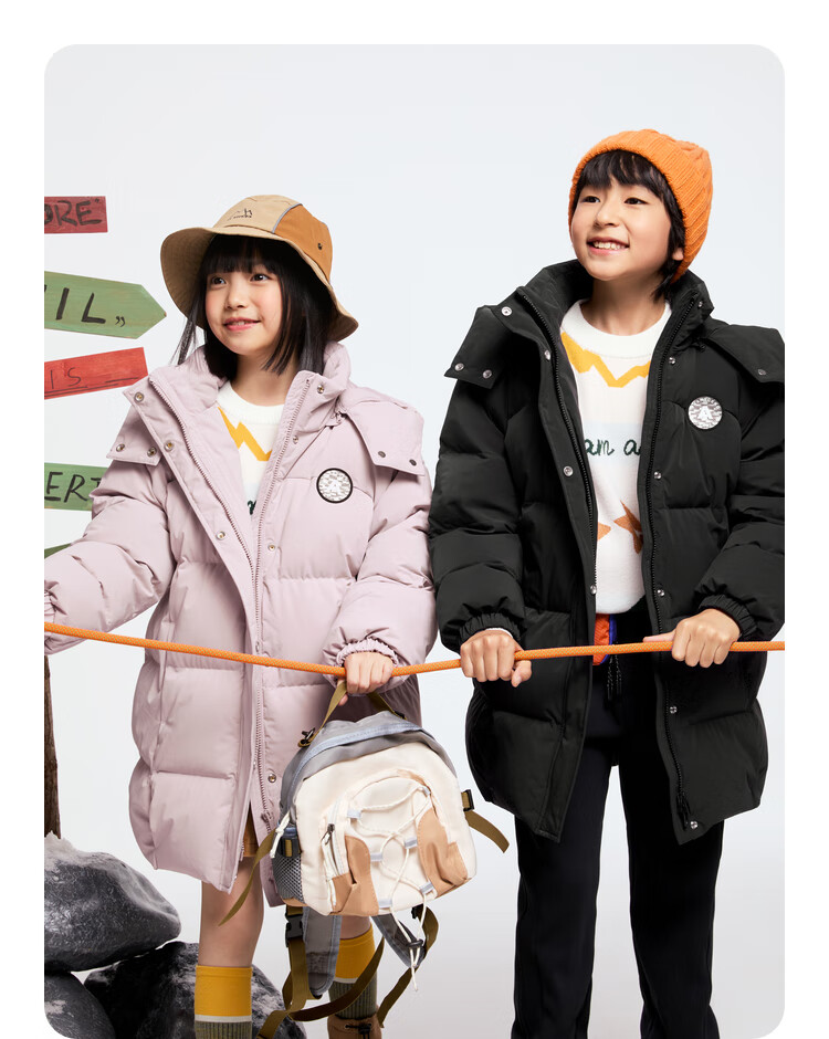 Annil Kids Boys and Girls Mid-Length Down Jacket 2025 Winter New Purple Floral 130cm 8