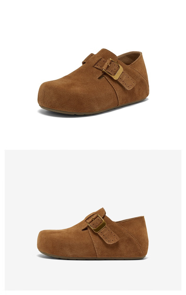 Bata Prince Qi Same Style Birkenstock Women's Autumn 2025 Mall Cow Split Leather Slip-On Dark Gray Suede Lining Size 38 4