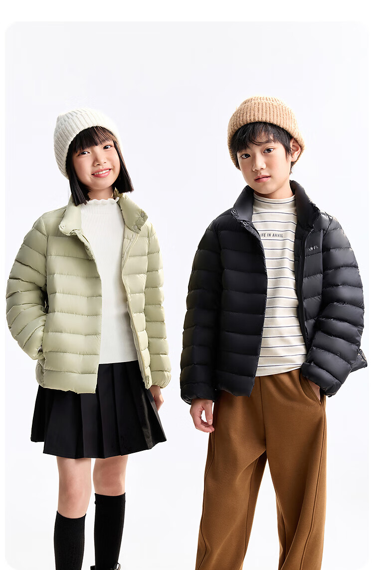 Annil Kids Boys and Girls Short Stand Collar Down Jacket 2025 Winter New Cambridge Blue 120cm 8