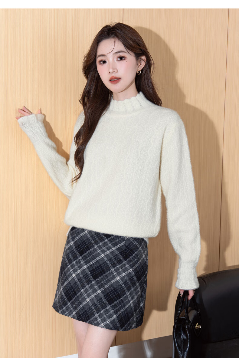TonLion 2025 Autumn Winter Lady Jacquard Half Turtleneck Pullover Sweater 5