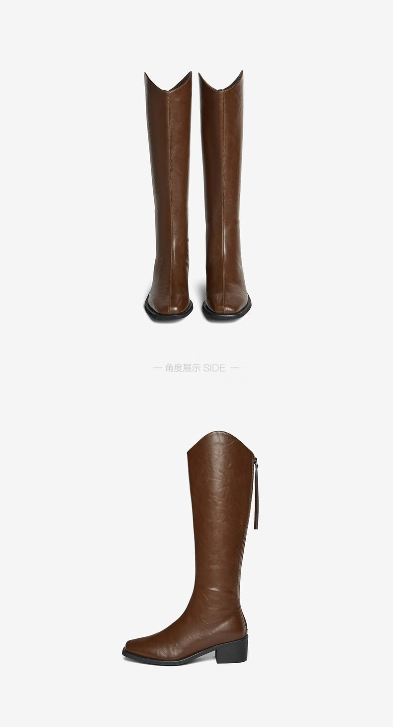 BASTO Rose Knight 25 Winter V-Cut Knight Boots Chunky Heel Women's Long Boots B7201DG5 Brown Size 37 4