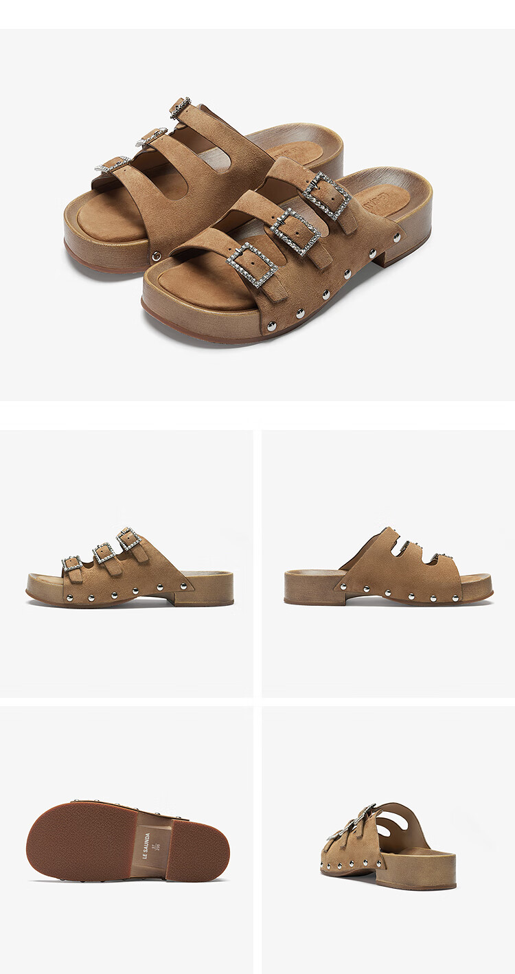 Le Saunda Thick Mochi Fashion Casual Outdoor Triple Strap Birkenstock Sandals Women 23202 Haze Blue NAS 37 17