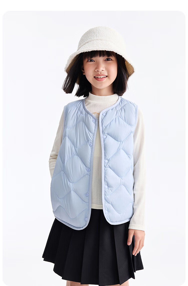 Annil Kids Unisex Down Vest 2025 Winter New Stone Green 160cm 7