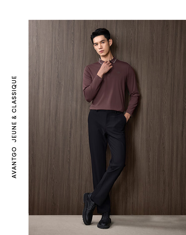 HLAHLA Men's Long Sleeve Polo Shirt Fashionable Collar Comfortable Autumn Long Sleeve 13