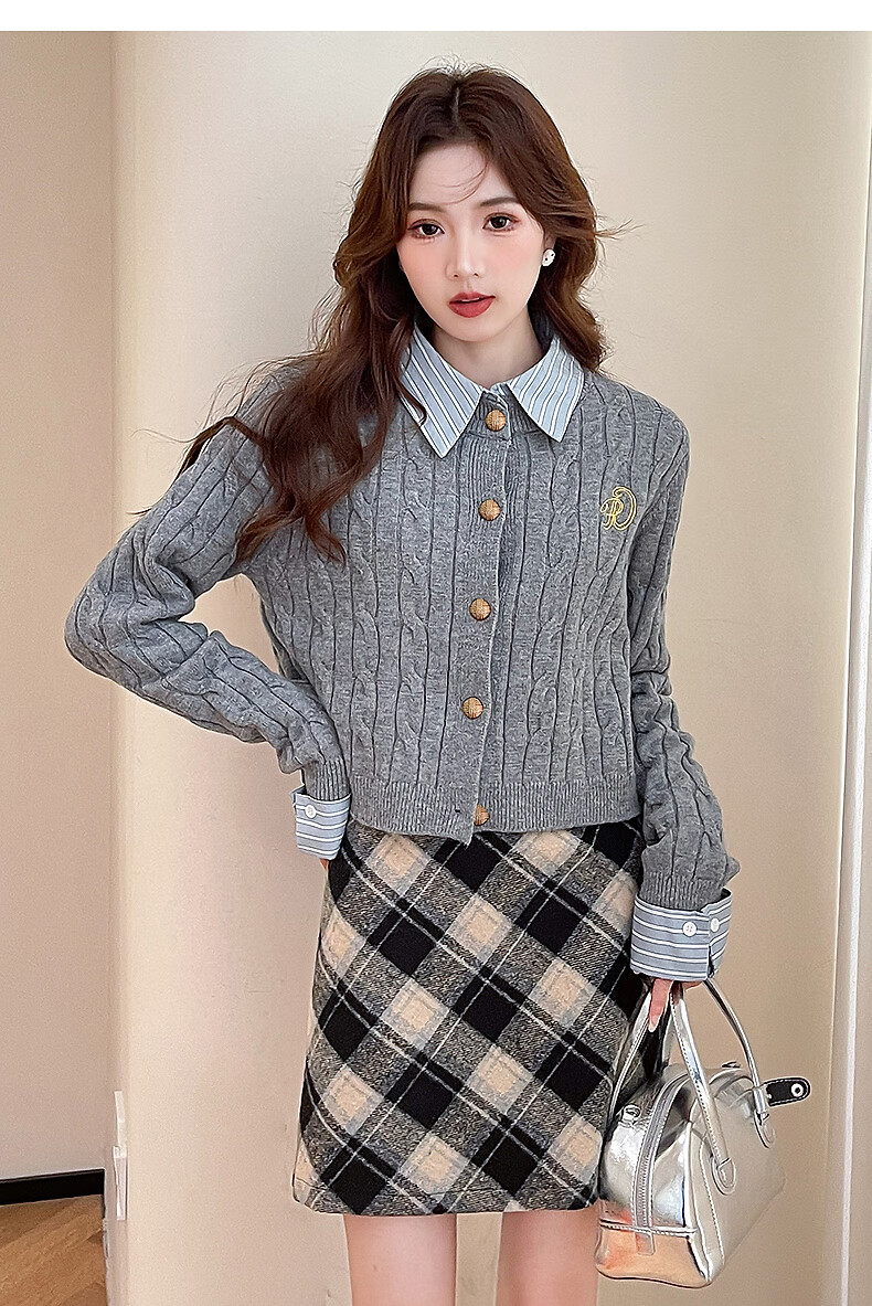 TonLion 2025 Autumn Winter Patchwork Woven Cable Knit Embroidered Women's Cardigan 5