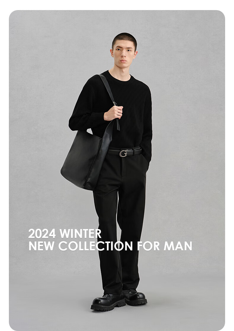 GXG Men's Black Crew Neck Basic Sweater Commuter Knitwear Black 190/XXXL 5