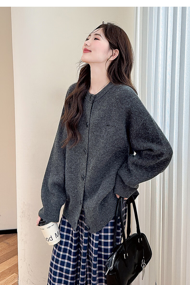 TonLion 2025 Autumn Winter Embroidered Crew Neck Cardigan Women's Knit Jacket High-End Fashion Sweater Coat 5