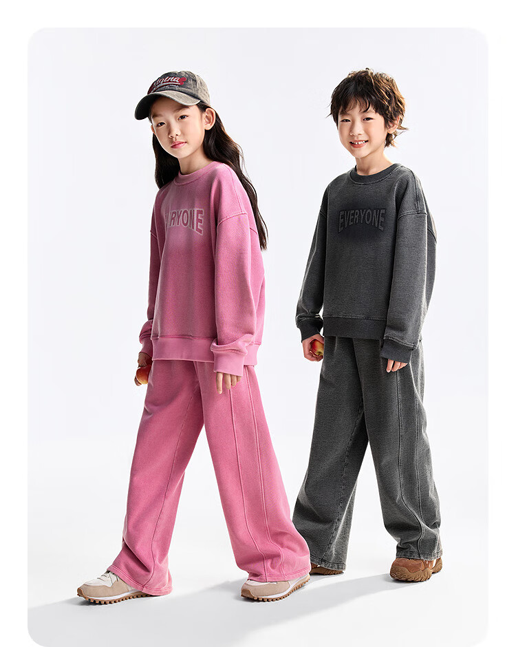 Annil Kids Boys Girls Crew Neck Long Sleeve Gradient Sweatshirt 2025 Autumn New Twilight Floral Gray 160cm 3