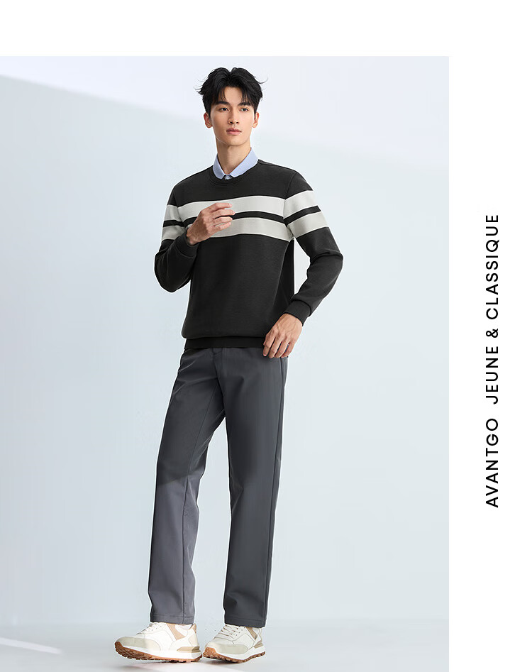 HLAHLA Men's Knitted Sweater Autumn 2025 Light Business Classic Series Fleece Lined Thickened Sweater 3