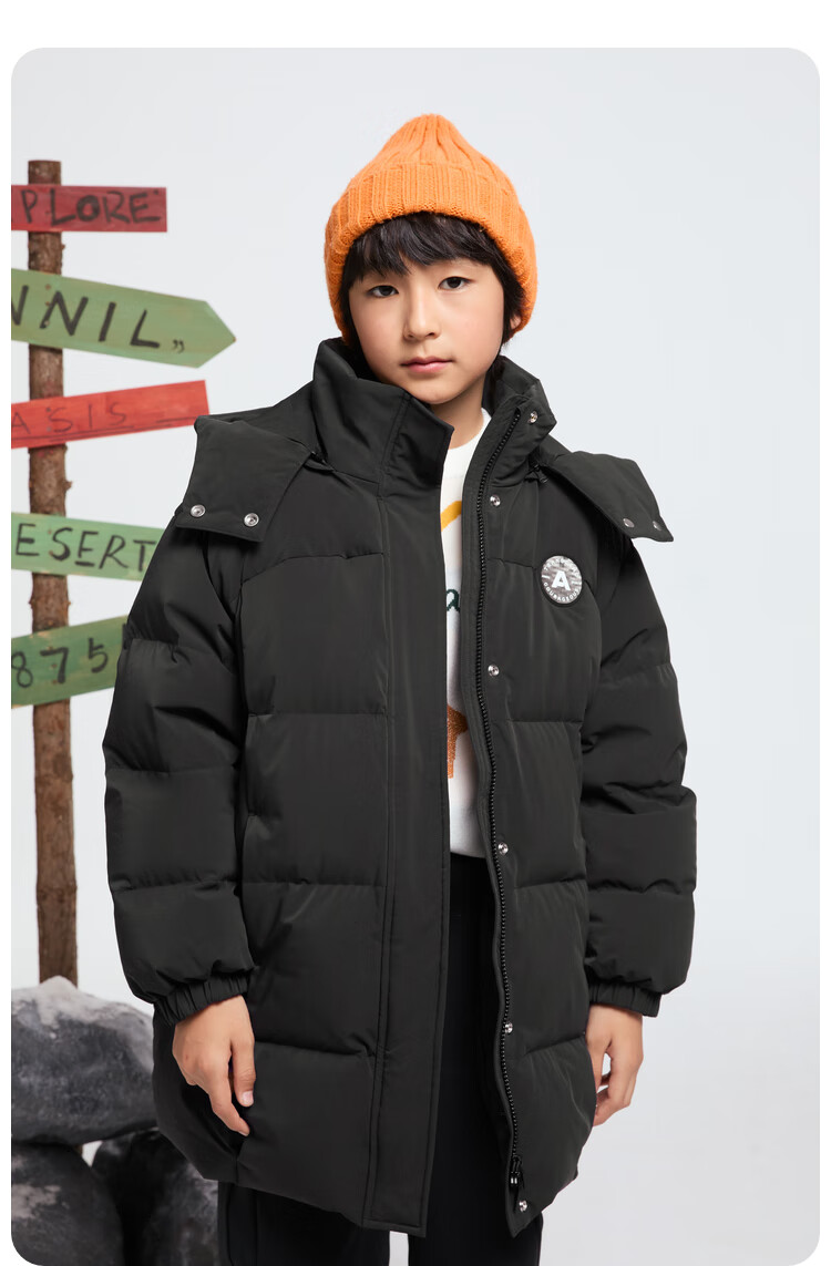 Annil Kids Boys and Girls Mid-Length Down Jacket 2025 Winter New Purple Floral 130cm 3