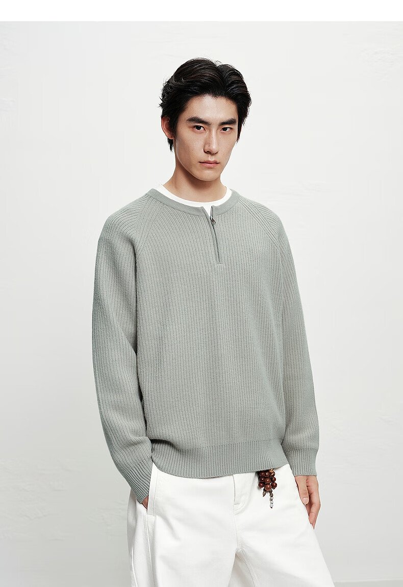 Peacebird Mens Casual Core-Spun Yarn Loose Comfortable Fashion Sweater Desert Sage Green First Batch M 12