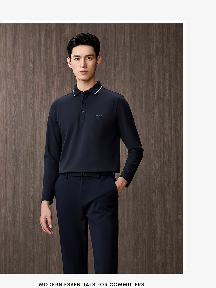 HLAHLA Men's Long Sleeve Polo Shirt 25 Lightweight Business Fashion Collar Autumn 17