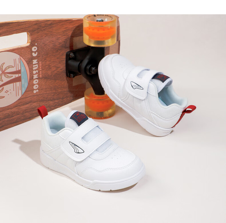 DR·KONG Autumn Boys' Casual Walking Shoes, Lightweight Breathable Versatile White Children's Sneakers, White, Size 27 5