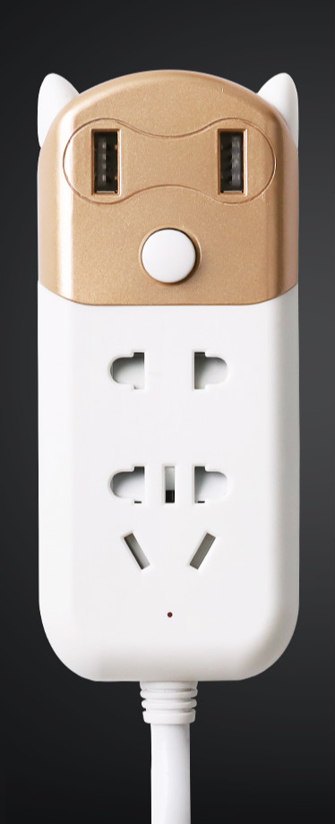 单孔插座 迷你小插座小型2插位带线有线插排单孔多功能多用插盘接线板