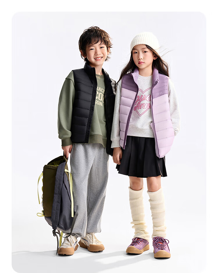 Annil Kids Boys and Girls Short Down Vest 2025 Winter New Hui Ling Purple 110cm 8