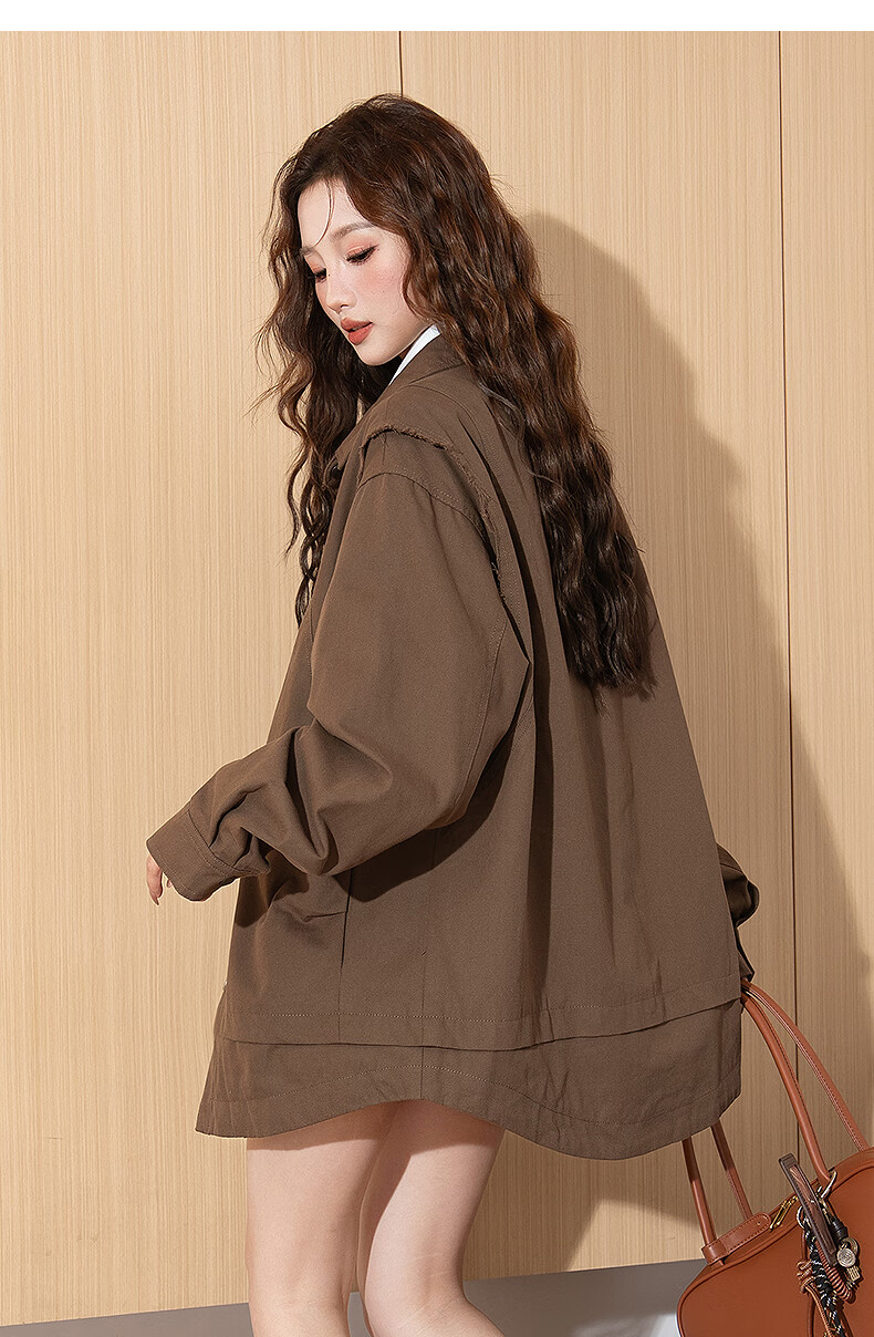 TonLion 2026 Spring Women's Lapel Coat Black S 12