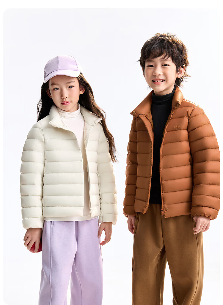 Annil Kids Boys and Girls Short Stand Collar Down Jacket 2025 Winter New Cambridge Blue 120cm 3