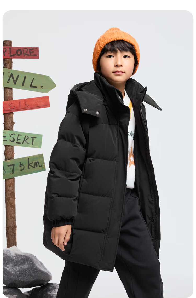 Annil Kids Boys and Girls Mid-Length Down Jacket 2025 Winter New Purple Floral 130cm 5