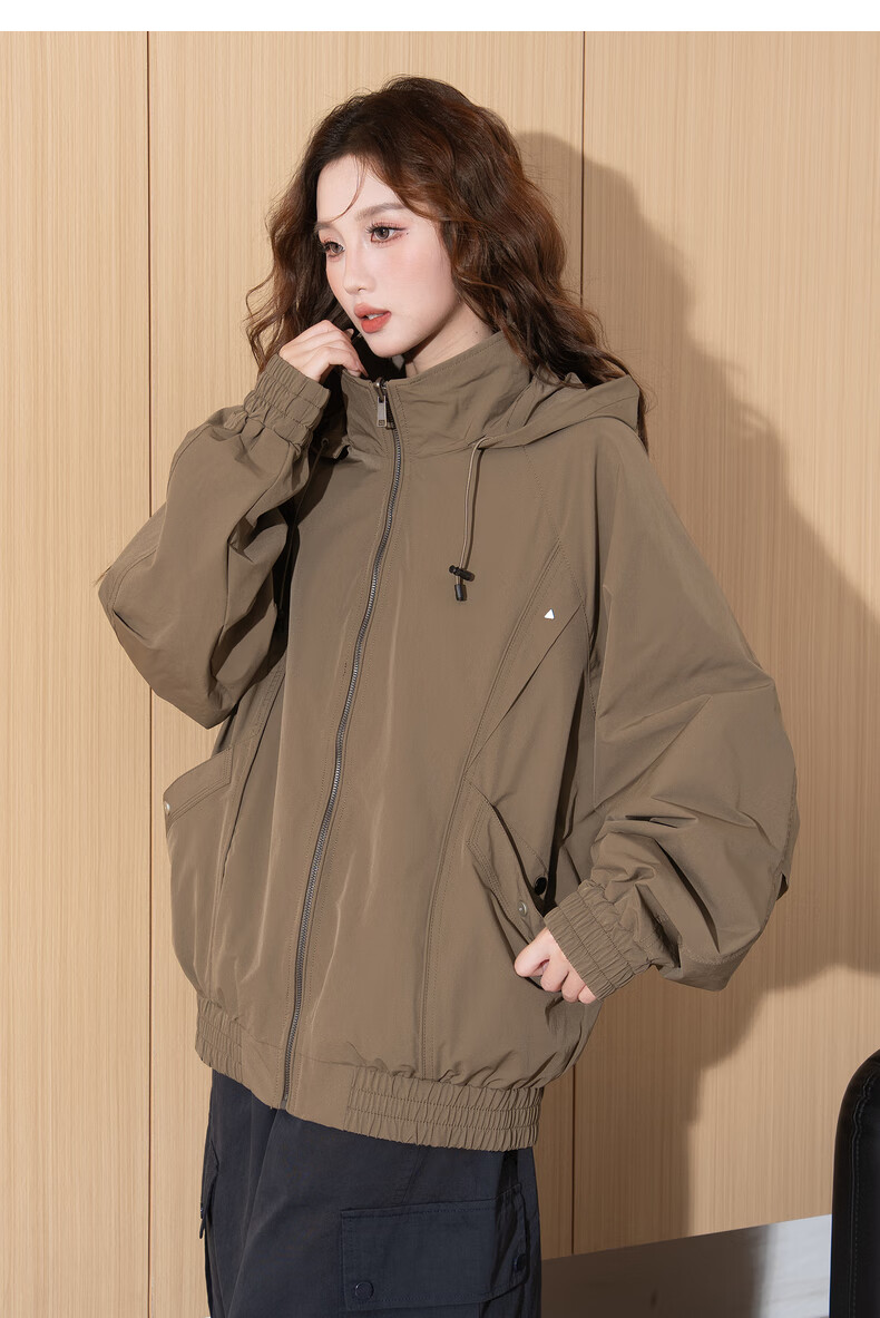 TonLion 2026 Spring Women's Hooded Reversible Plaid Coat Coffee L 11