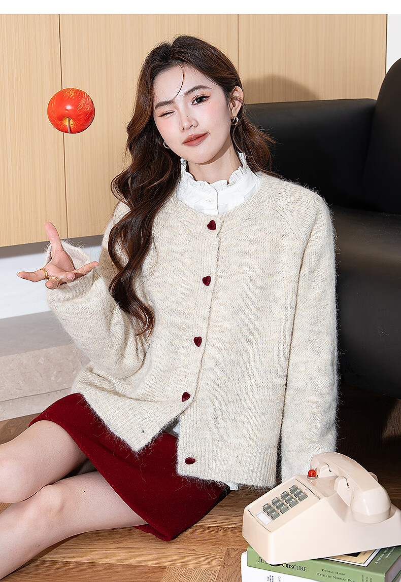 TonLion 2025 Autumn Winter Color-Block Button Design Crew Neck Cardigan Women's Knitwear Korean Style Premium Youthful Top 19