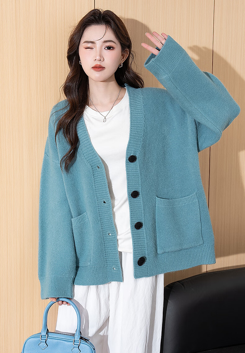 TonLion 2025 Autumn Winter Casual Women's Simple V-Neck Cardigan Jacket 2