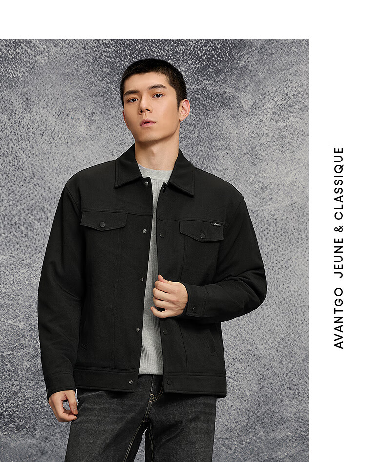 HLAHLA Men's Winter Cotton Jacket 25 Lapel Simple Fashion Warm Coat 3