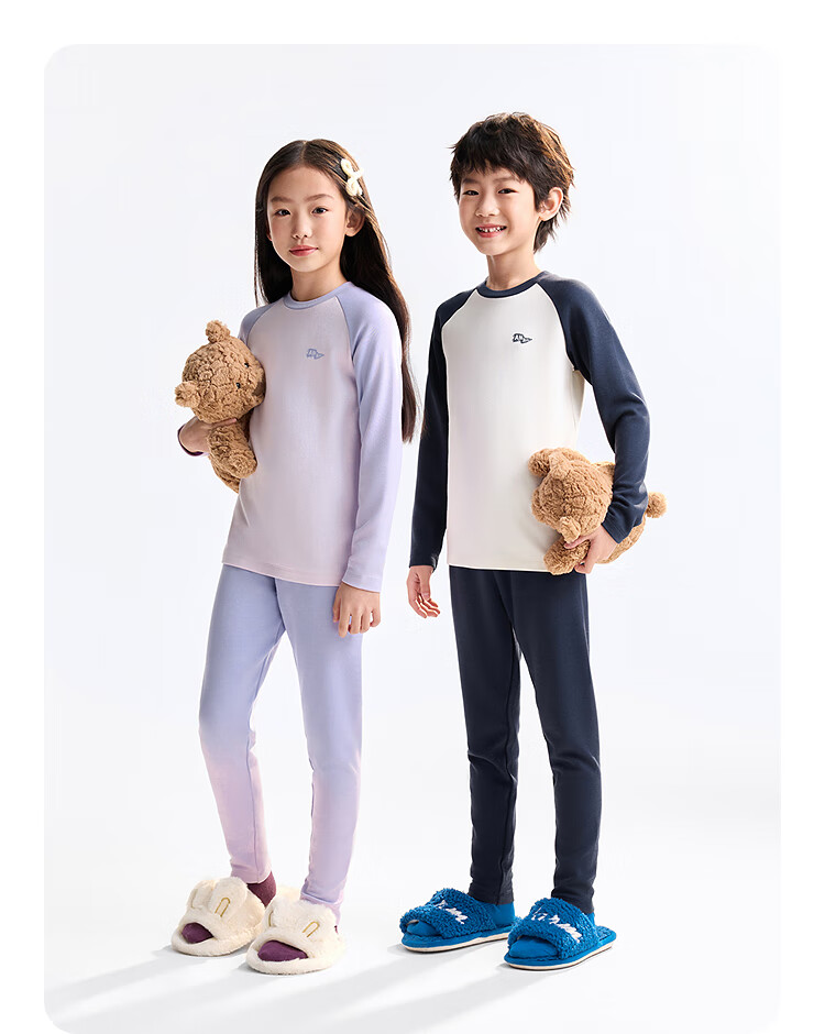 Annil Kids Boys and Girls Autumn Thermal Underwear Set 2025 New Winter Style New Sapphire Blue 150cm 4