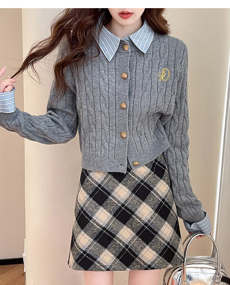 TonLion 2025 Autumn Winter Patchwork Woven Cable Knit Embroidered Women's Cardigan 7