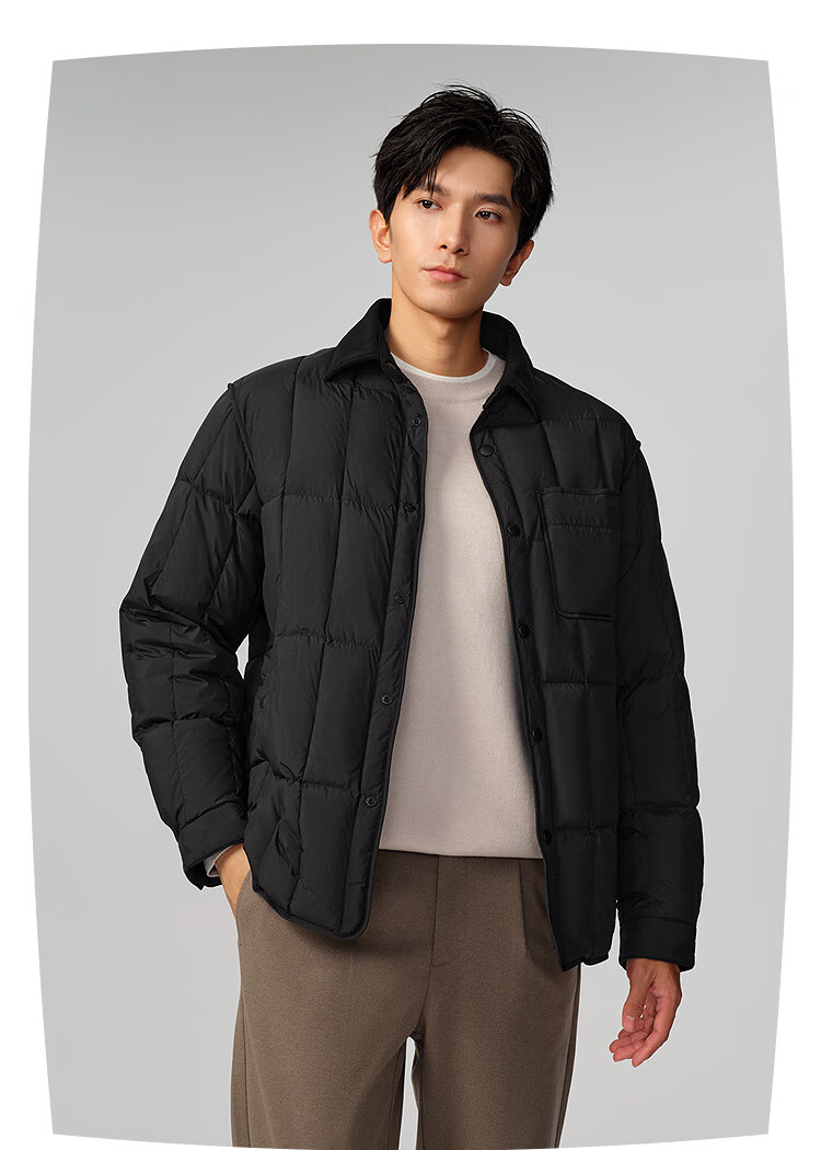 HLAHLA Men's Down Jacket 25 Chairman Recommended Fashion Lapel Warm Duck Down Coat Autumn 2