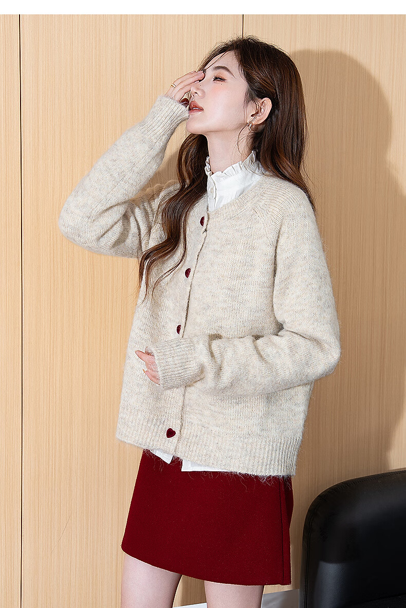 TonLion 2025 Autumn Winter Color-Block Button Design Crew Neck Cardigan Women's Knitwear Korean Style Premium Youthful Top 15