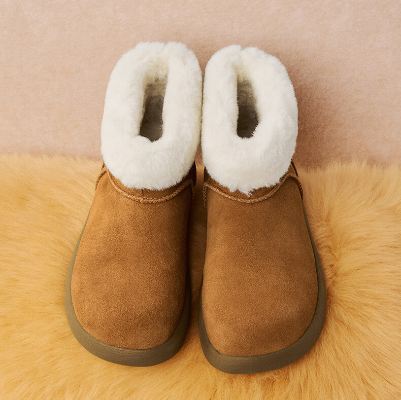 TEENMIX Vintage Warm Plush Snow Boots Women's Short Boots New Brown Size 39 2