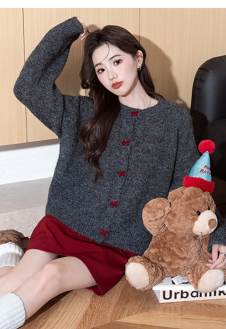 TonLion 2025 Autumn Winter Color-Block Button Design Crew Neck Cardigan Women's Knitwear Korean Style Premium Youthful Top 12